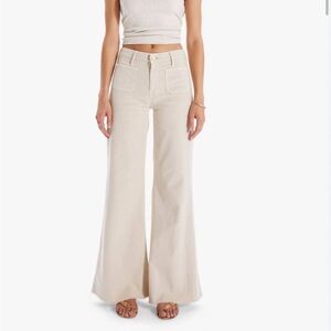 Mother Denim The Patch Pocket Roller Fray Jeans Cream